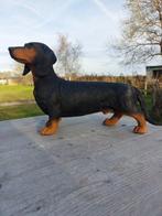 Beeld, tuin beeld van een teckel - 25 cm - polyresin