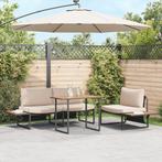 vidaXL 3-delige tuin eetset met taupe kussens, Verzenden, Nieuw