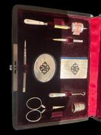 Sieradendoos - Leder, Zilver, parelmoer, Messing -