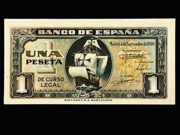 Espagne. - 1 Peseta - 1940 - (B128) - Pick 122  (Sans Prix beschikbaar voor biedingen