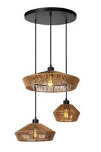 Hanglamp Lucide YUNKAI -  - Ø 60 cm - 3xE27 - Licht, Huis en Inrichting, Lampen | Hanglampen, Nieuw, Hout, Verzenden