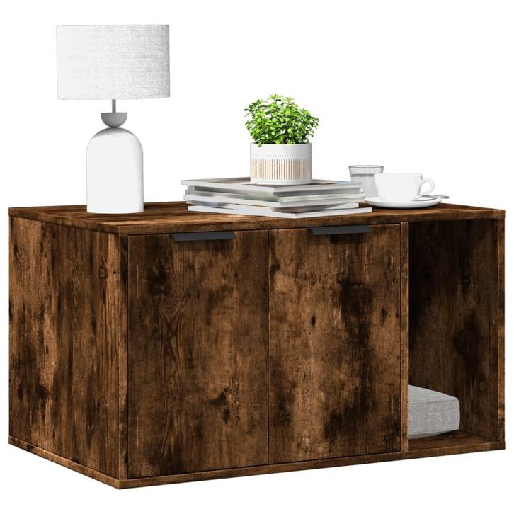 vidaXL Kattenbakkast 80x50x45 cm bewerkt hout gerookt, Dieren en Toebehoren, Katten-accessoires, Nieuw, Verzenden