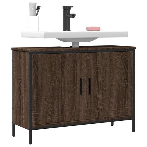 vidaXL Wastafelkast 80x30x60 cm bewerkt hout bruin, Huis en Inrichting, Tafels | Kaptafels, Nieuw, Verzenden