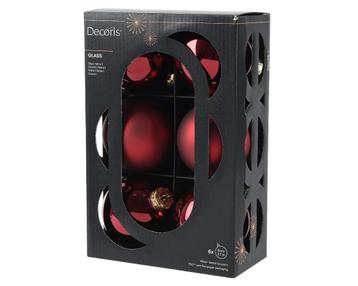 Kerstballen Glas Ossenbloed 8 cm Set van 6