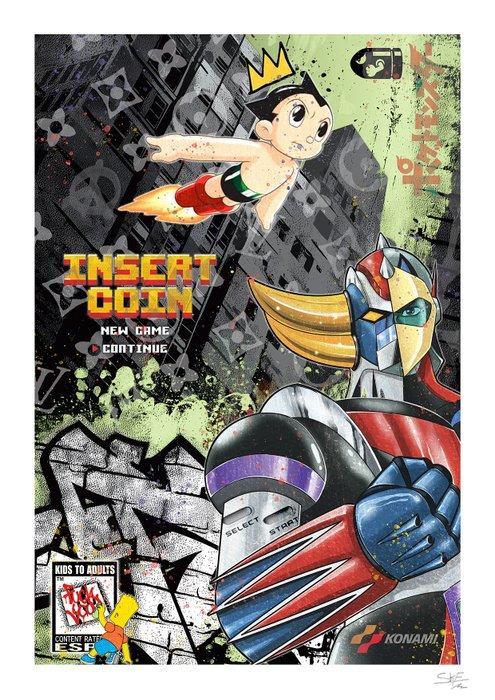 SKE - Goldorak X Astroboy Insert Coin, Antiek en Kunst, Kunst | Schilderijen | Modern
