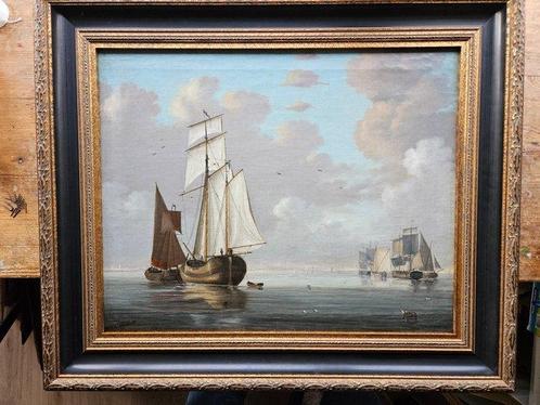 J.G. van der Heyde (18e eeuw), Navolger van - Dutch ships on, Antiek en Kunst, Kunst | Schilderijen | Klassiek