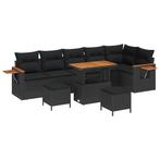 vidaXL Tuinbank Set met kussen 11 pcs Zwart poly rattan, Verzenden, Nieuw