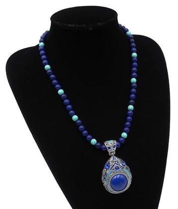 Lapis-lazuli - Howlite turquoise - Collier de méditation