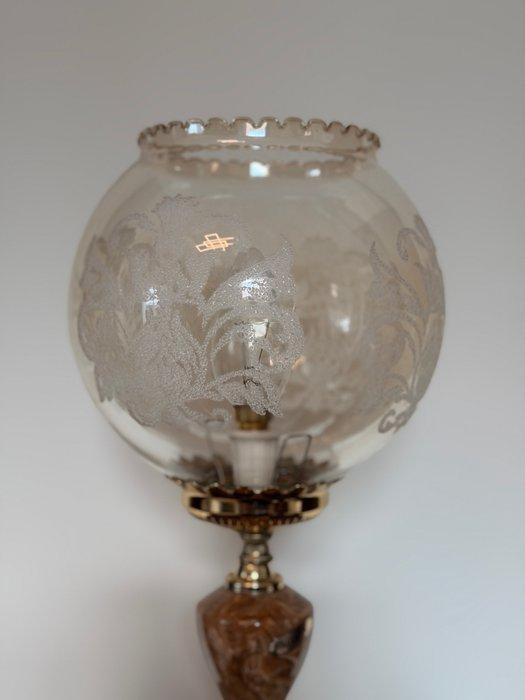 Tafellamp - Messing, Agaat, Glas, Antiek en Kunst, Curiosa en Brocante