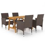 vidaXL 5-delige Tuinset met kussens bruin, Tuin en Terras, Verzenden, Nieuw, Tuinset