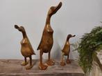 Beeld, set of 3 handmade wooden ducks - 45 cm - Hout