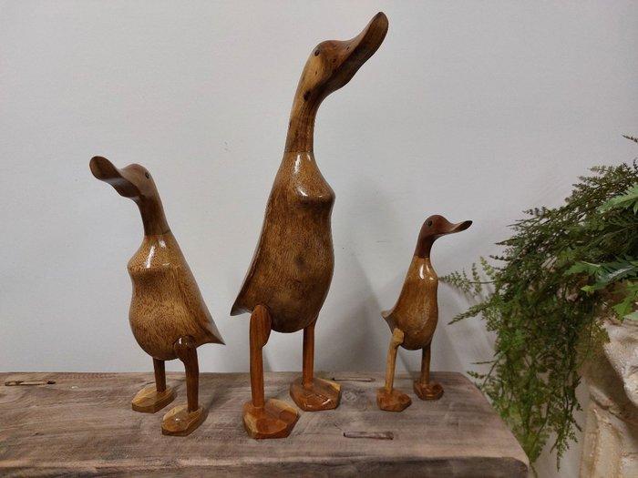 Beeld, set of 3 handmade wooden ducks - 45 cm - Hout, Antiek en Kunst, Curiosa en Brocante
