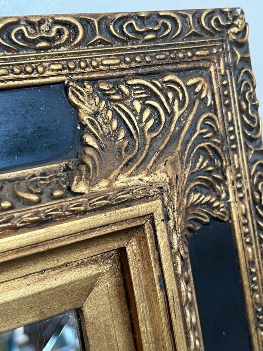 Spiegel- Baroklijstspiegel – hout, verguld en zwart gefasst, Antiek en Kunst, Curiosa en Brocante