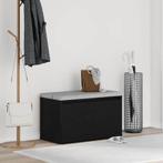 vidaXL Halbankje Zwart Eiken 80x40x45 cm Gelaagd Hout, Verzenden, Nieuw