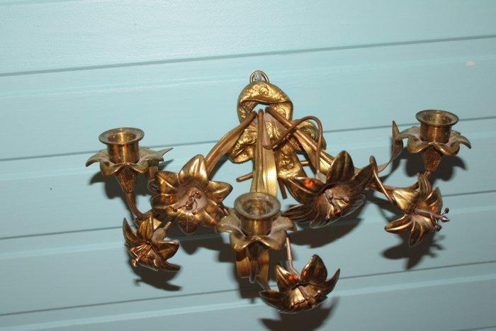 Wandkandelaar (2) - Verguld messing - kandelaar, Antiek en Kunst, Curiosa en Brocante