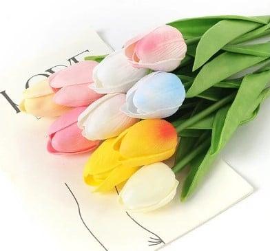 Tulpen Multicolor Real Touch Foam 33 cm Bundel ca. 10 stuks, Huis en Inrichting, Woonaccessoires | Kunstplanten en Kunstbloemen