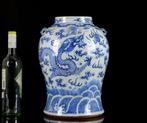 Een grote (36,8 cm) Chinese blauw-witte Dragon-pot -