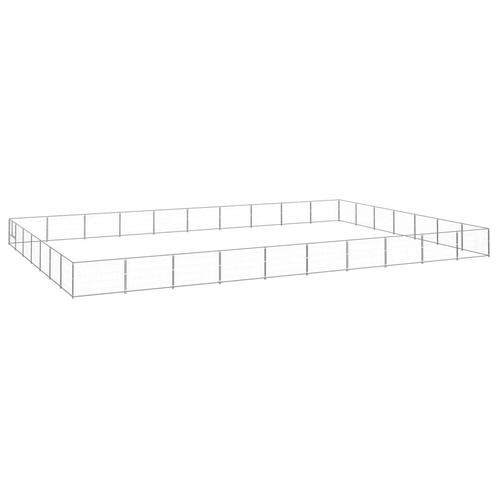 vidaXL Hondenkennel 70 m² staal zilverkleurig, Dieren en Toebehoren, Hondenbenches, Nieuw, Verzenden