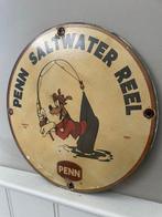 Vintage metalen wandbord met Goofy – speelse cartoon visser, Collections