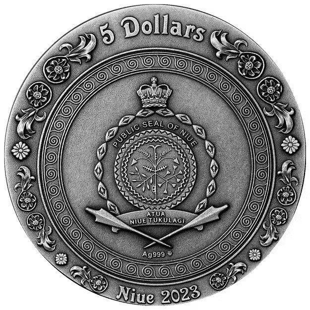 Niue. 5 Dollars 2023 Calypso - Greek Mythology 2 oz Antique, Postzegels en Munten, Munten | Europa | Niet-Euromunten