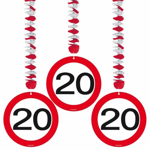 Hangdecoratie 20 Jaar Verkeersbord 75cm 3st, Hobby en Vrije tijd, Feestartikelen, Nieuw, Verzenden