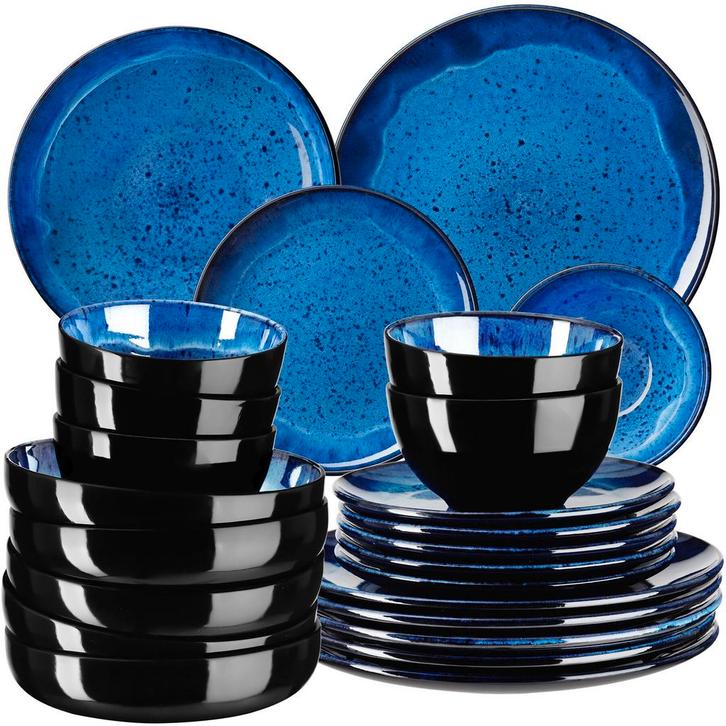 tectake Serviesset Mare van aardewerk, voor 6 personen - 24, Huis en Inrichting, Keuken | Servies, Verzenden