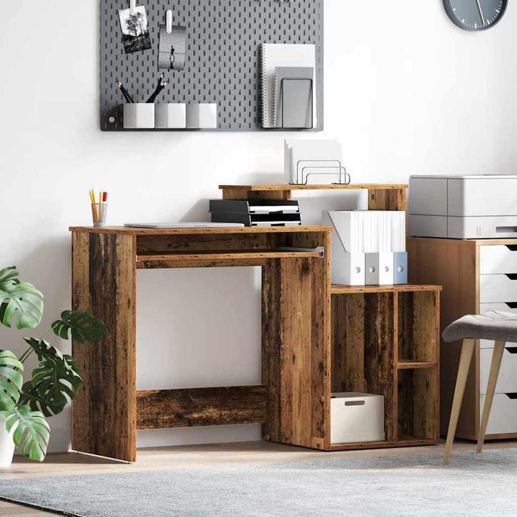 vidaXL Bureau met Opslag Oud Hout 120.5 x 44 x 88.5 cm, Huis en Inrichting, Bureaus, Nieuw, Verzenden