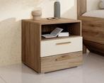 Meubella Nachtkastje eiken met beige 46 cm met 2 lades, Verzenden, Nieuw
