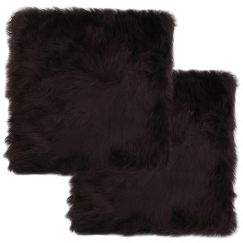vidaXL Stoelkussens 2 st 40x40 cm echt schapenvacht bruin, Huis en Inrichting, Woonaccessoires | Kussens, Nieuw, Verzenden