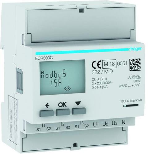 Hager Elektriciteitsmeter - ECR300C, Doe-het-zelf en Bouw, Elektriciteit en Kabels, Verzenden