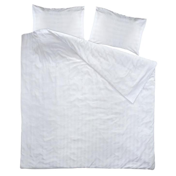 Housse de Couette Blanc 240x260cm 2 Personnes Rayures Satiné, Huis en Inrichting, Slaapkamer | Beddengoed, Overige kleuren, Nieuw