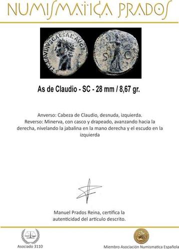 Romeinse Rijk. Claudius (41-54 n.Chr.). As Minerva SC