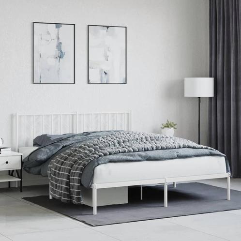 vidaXL Bedframe met hoofdbord metaal wit 160x200 cm, Maison & Meubles, Chambre à coucher | Lits, Envoi