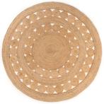 vidaXL Tapijt met ontwerp rond 240 cm gevlochten jute, Huis en Inrichting, Stoffering | Tapijten en Vloerkleden, Verzenden, Nieuw