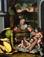 Scuola Italiana (XVI) - Sacra Famiglia con SantAnna e San, Antiek en Kunst