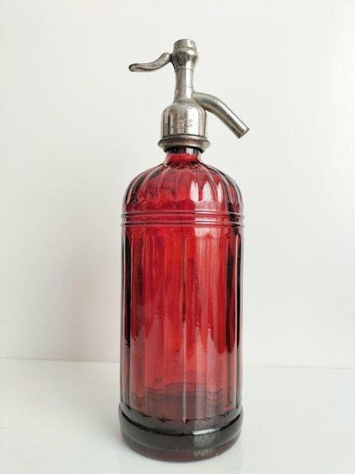 Siphon Vintage Rouge (1) - Cristal, Métal, Antiek en Kunst, Antiek | Glaswerk en Kristal