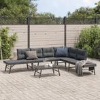 vidaXL 5-delige Tuinbankenset met kussens gepoedercoat staal, Tuin en Terras, Tuinsets en Loungesets, Verzenden, Nieuw