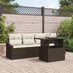 vidaXL Tuinbank Set met opslag 5 pcs Bruin Poly rattan, Tuin en Terras, Verzenden, Nieuw