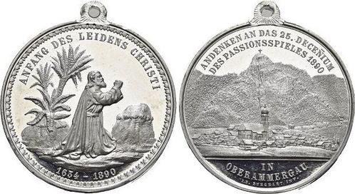 Zinn-medaille 1890 Bayern-oberammergau, Gemeinde Passions..., Postzegels en Munten, Penningen en Medailles, Verzenden