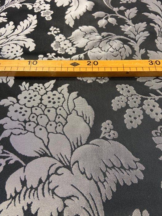Verfijnd en prestigieus zwarte en zilveren damaststof,, Antiek en Kunst, Antiek | Tapijten, Tafelkleden en Textiel