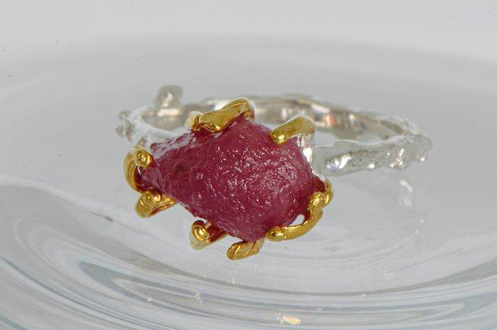 925 zilver - robijn - Ring, Verzamelen, Mineralen en Fossielen