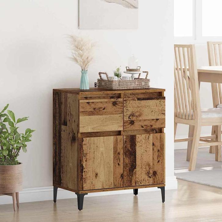 vidaXL Dressoir Oud Hout 60 x 35 x 70 cm Geengineerd Hout en, Huis en Inrichting, Kasten | Dressoirs, Nieuw, Verzenden