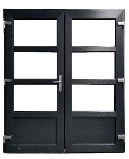 Dubbele deur antraciet Basic Plus b175 x 204 cm in voorraad, Doe-het-zelf en Bouw, Deuren en Vliegenramen, Nieuw, Glas, Kunststof