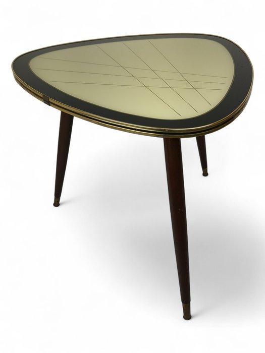 Bijzettafel - Hout, Messing, Glas - Nierentafel 50s, Antiek en Kunst, Kunst | Designobjecten