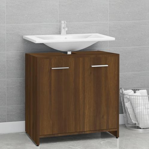 vidaXL Badkamerkast 60x33x60 cm bewerkt hout bruin, Maison & Meubles, Salle de bain | Meubles de Salle de bain, Envoi