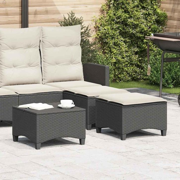 vidaXL Tuinkrukken met kussens 2 st 55x55x36 cm poly rattan, Tuin en Terras, Tuinsets en Loungesets, Nieuw, Verzenden