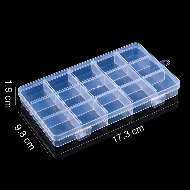 Fako Bijoux - Opbergdoos Smal - 15 Vakjes - Kralendoos -, Hobby en Vrije tijd, Kralen en Sieraden maken, Verzenden