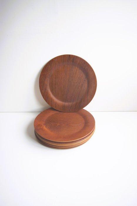 Bord - teak - Een set van tien afdekkapjes in teakhouten, Antiek en Kunst, Kunst | Designobjecten