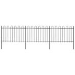 vidaXL Tuinhek met ringtop staal 537x120 cm zwart, Tuin en Terras, Verzenden, Nieuw