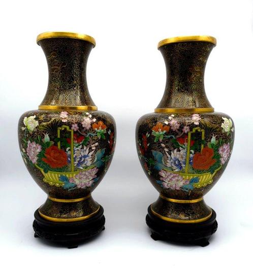 Vase - Laiton, Or, cloisonné - Chine - grands vases en, Antiek en Kunst, Antiek | Overige Antiek